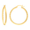 10K Yellow Gold Women's 2mm x 30mm Diamond Cut Round Tube Hinged Hoop Earrings