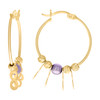 10K Yellow Gold Women's 20mm D/C Infinity & Dark Purple Bead Hinge Hoop Earrings