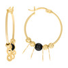 10K Yellow Gold Women's 20mm D/C Dangle Infinity Black Bead Hinged Hoop Earrings
