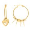 10K Yellow Gold Women's 20mm D/C Dangle Heart & Yellow Bead Hinged Hoop Earrings