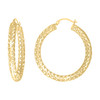 10K Yellow Gold Women's 5mm x 39mm Basket Weave Hollow Round Tube Hoop Earrings