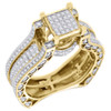 Diamond Engagement Wedding Ring 10K Yellow Gold Fashion Square Pave Head 1.25 ct