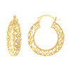 10K Yellow Gold Women's 5mm x 25mm Basket Weave Hollow Round Tube Hoop Earrings