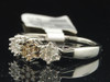10k White Gold Brown Diamond Three Stone Wedding Band Engagement Ring 0.24 Ct.