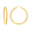 10K Yellow Gold D/C Spot & Braid Pattern 3mm Twist Hoop Earrings | 25mm to 63mm