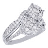 14K White Gold Two Stone Diamond Engagement Ring Love & Friendship Swirl 1 Ct.