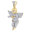 Diamond Angel Pendant 10K Yellow Gold Round Pave Wings Fashion Charm 0.66 Tcw.