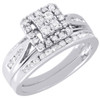 Diamond Bridal Set 10K White Gold Round Baguette Engagement Wedding Ring 1/2 Tcw