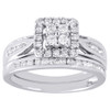 Diamond Bridal Set 10K White Gold Round Baguette Engagement Wedding Ring 1/2 Tcw