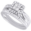 Diamond Bridal Set 10K White Gold Round Baguette Engagement Wedding Ring 1/2 Tcw