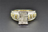 Princess Diamond Engagement Ring 10K Yellow Gold Round & Baguette Cut 1.01 Ct