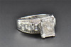 Princess Diamond Engagement Ring 10K White Gold Round & Baguette Cut 1.00 Ct