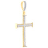 10K Yellow Gold Real Diamond Men's Charm Tiered Flat Edge Cross Pendant 1.33 CT