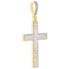 10K Yellow Gold Real Baguette Diamond Charm Tiered Latin Cross Pendant 1.62 CT