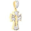 10K Yellow Gold Real Baguette Diamond Charm Jesus Cross Crucifix Pendant 3/4 CT