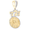 10K Yellow Gold Real Diamond Men's Casino Charm Triple 7 Roulette Pendant 3/4 CT