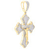 10K Yellow Gold Diamond Charm Jesus Crown Pointed Cross Crucifix Pendant 2.20 CT
