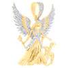 10K Yellow Gold Natural Round Diamond Men's Devil Charm Archangel Pendant 3/8 CT