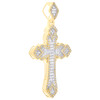 10K Yellow Gold Real Baguette Diamond Charm Geometric Pointed Cross Pendant 1 CT