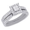 Quad Princess Diamond Wedding Bridal Set 14K White Gold Engagement Ring 0.50 Ct.