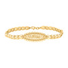 10K Yellow Gold D/C Lattice 9.5mm Quinceanera 15 Anos Pointed Oval 7" Bracelet