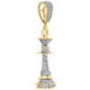 10K Yellow Gold Real Diamond King Chess Piece Pendant Men's Pave Charm 0.40 CT.