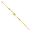 Real 10K Yellow Gold Women's Blue Enamel Good Luck 6mm Evil Eye ID 6" Bracelet