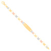 Real 10K Tri Color Gold Womens Diamond Cut 8mm Heart & Round Link ID 6" Bracelet