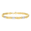10K Two Tone Women's Diamond Cut 6mm Geometric 'XO' Stampato Link 8" Bracelet