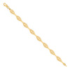 Real 10K Yellow Gold Women's D/C 7mm Textured Double Heart Oval Link 7" Bracelet
