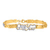 10K Two Tone Gold Women's D/C 10.5mm XO Heart I LOVE YOU Stampato 7" Bracelet