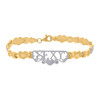 Real 10K Two Tone Gold Women's D/C 11.5mm XO Heart SEXY Stampato 7" Bracelet