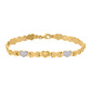10K Two Tone Gold Women's D/C 7mm Hugs & Kisses XO Heart Stampato 7" Bracelet