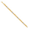 10K Two Tone Gold Women's D/C 7mm Hugs & Kisses XO Heart Stampato 7" Bracelet