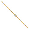Genuine 10K Two Tone Gold Womens D/C 9.5mm Hearts & Xs Bear Stampato 7" Bracelet
