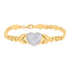 Real 10K Two Tone Gold Women's D/C 15mm Xs Jumbo Puff Heart Stampato 7" Bracelet
