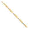 Real 10K Two Tone Gold Womens D/C 7mm Hugs & Kisses XO Link Stampato 7" Bracelet