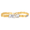 10K Two Tone Gold D/C 10.5mm X's & Square Heart I LOVE YOU Stampato 8" Bracelet