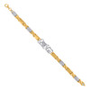 10K Two Tone Gold D/C 10.5mm X's & Square Heart I LOVE YOU Stampato 8" Bracelet