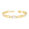 Real 10K Two Tone Gold Women's D/C 8mm Brushed Xs & Heart Stampato 8" Bracelet