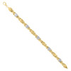 Real 10K Two Tone Gold Women's D/C 8mm Brushed Xs & Heart Stampato 8" Bracelet