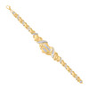 Real 10K Two Tone Gold Womens D/C 19mm I LOVE YOU Heart & X Stampato 7" Bracelet