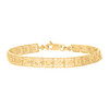 Real 10K Yellow Gold Womens D/C Milgrain Filigree Heart 6.5mm Square 7" Bracelet
