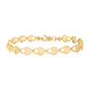 Real 10K Yellow Gold Womens D/C Milgrain Edge 7mm Lattice Heart Lock 8" Bracelet