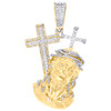 10K Yellow Gold Real Diamond Men's Double Cross Suffering Jesus Pendant 1.33 CT