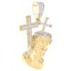 10K Yellow Gold Real Diamond Men's Double Cross Suffering Jesus Pendant 1.33 CT