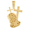 10K Yellow Gold Real Diamond Men's Double Cross Suffering Jesus Pendant 1.33 CT