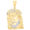 10K Yellow Gold Genuine Diamond Jesus Face Statement Pendant 1.40" Charm 1 CT