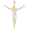 10K Yellow Gold Natural Diamond Men's Crucifix Hanging Jesus Body Pendant 1 CT
