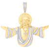 10K Yellow Gold Natural Diamond Open Armed Sacred Heart of Jesus Pendant 3.32 CT